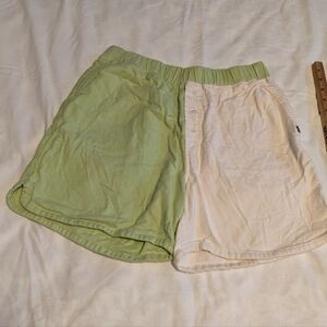 Two-Tone Green and White Shorts